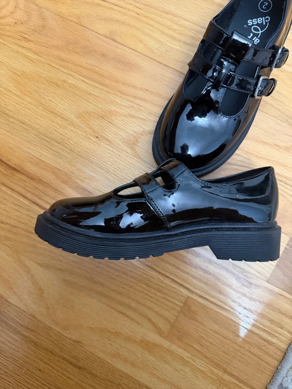 art class Black Patent Double-Strap Mary Jane Loafers